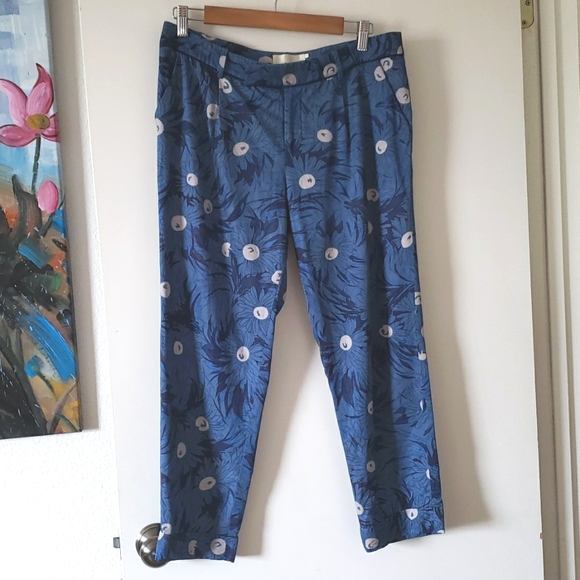 Elevenses for Anthropologie Blue Lunar Mum Tapered Capris Size 6 - Picture 3 of 11